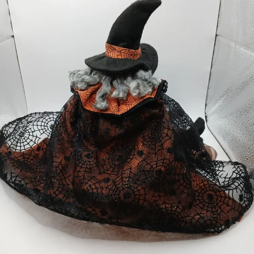 Vintage Halloween Witch Doll with Pet Bird Shelf Sitter Folk Art Style 18